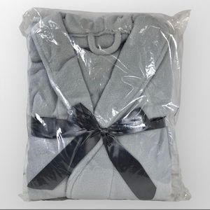 Luxury Bathrobe Soft Robe Light Gray 100% Polyester!